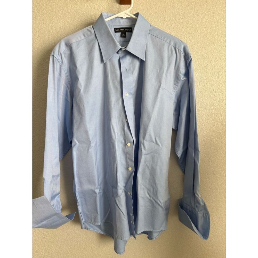 Saks Fifth Avenue Light Blue Spread Collar Dress Shirt w/French Cuffs - Picture 2 of 6